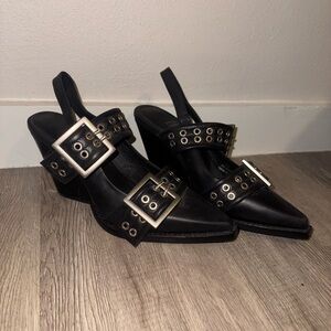 Jeffrey Campbell Black Heels with Buckle Detail